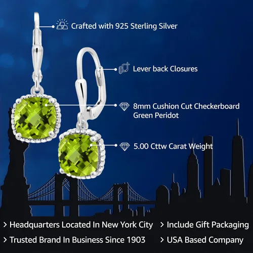 Miniatura 64 de Gem Stone King Aretes colgantes de plata de ley 925 de 0.315 pulgadas para mujer