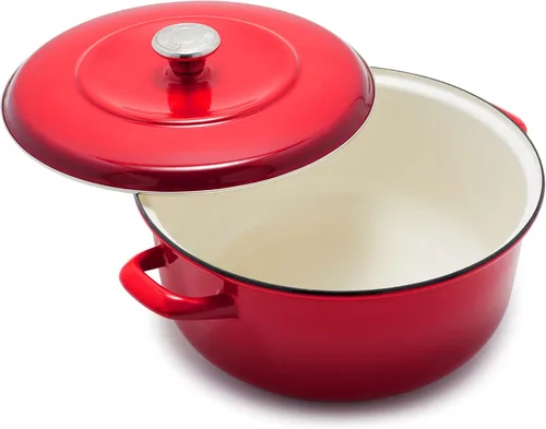 Miniatura 11 de Merten & Storck - Olla holandesa redonda de 7 cuartos con tapa, olla de hierro esmaltado fabricada en Europa, apta para inducción y todas las Gris
