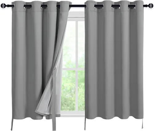 Miniatura 56 de DWCN Cortinas 100% opacas de 84 pulgadas de largo para dormitorio con forro negro, paneles de cortina de ventana de doble capa con aislamiento Azul