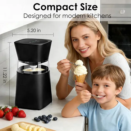 Miniatura 2 de KITOART Máquina para hacer helados, mini máquina eléctrica de alta calidad para helados, sorbetes y yogur congelado, funcionamiento de bajo ruido