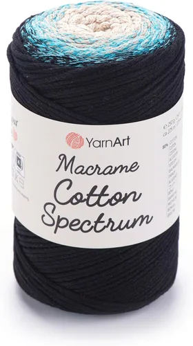 YarnArt Espectro de Algodón para Macramé – Cordón Multicolor 80% Algodón – 8.8 oz (250g), 246 yardas (225m) – Cuerda Colorida para Nudos, Tejido,