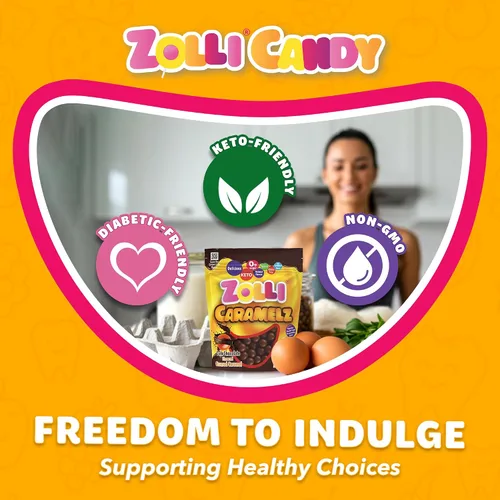 Miniatura 6 de Zolli Caramelz in Dark Chocolate - Caramelo sin azúcar, caramelo saludable apto para dieta keto y diabética, golosinas aprobadas por dentistas