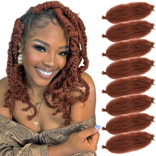 Miniatura 28 de Cabello Rizado Afro Elástico 8 Paquetes Cabello Trenzado Marley Twist Cabello Spring Twist Pre-Separado para Locs Falsos Cabello de Ganchillo Kinky