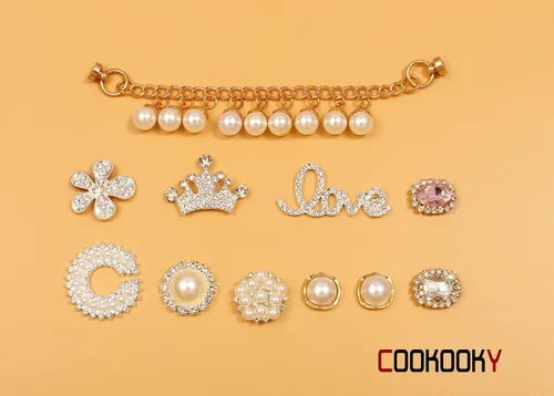 Miniatura 5 de COOKOOKY Dijes brillantes para zapatos, joyería para mujer, sandalias de zueco, decoración de zapatos
