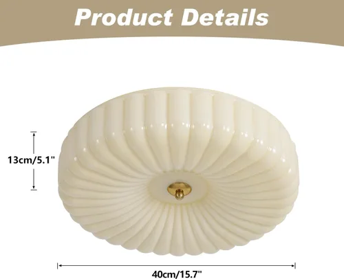 Miniatura 2 de KCO Iluminación Lámpara de Techo Redonda Grande LED de Montaje Empotrado en Superficie Luz de Techo de Montaje Empotrado de Vidrio Acanalado