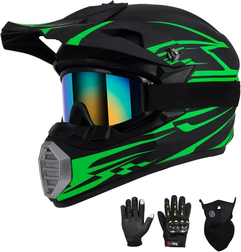 Miniatura 14 de Casco de motocross para niños y jóvenes aprobado por DOT, Casco de cara completa para ATV, moto de todoterreno y bicicleta de tierra para adultos