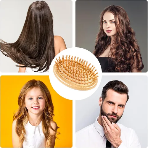Miniatura 7 de Cepillo de bambú para el crecimiento del cabello, mini cepillo de bambú para el cuero cabelludo, masajeador de cuero cabelludo de madera, cepillo