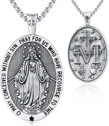 Miniatura 136 de Odinstone Collar de plata de ley 925 con medalla de San Miguel/San Cristóbal/San Benito/Crucifijo de Jesús/San Uriel/Arcángel Rafael para hombres