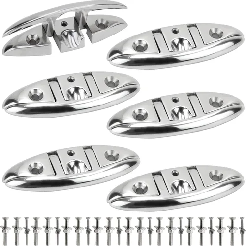 Miniatura 11 de Tacos de Barco Laorde 5" 6 pulgadas de Acero Inoxidable 316 Tacos Plegables de Grado Marino Taco de Cuerda Abatible Taco de Muelle para Barco, Kayak