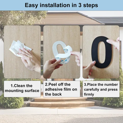 Miniatura 4 de Números de casa autoadhesivos – Números de puerta de acero inoxidable de 6 pulgadas para exteriores – Número de casa grande y moderno, número