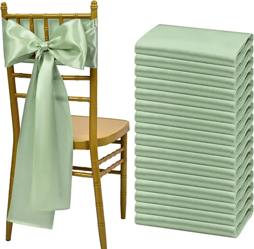 Miniatura 32 de Showgeous 60 cintas decorativas de satén negro para silla, lazos para decoración de banquetes, fiestas, baby shower, eventos (7 x 108 pulgadas)