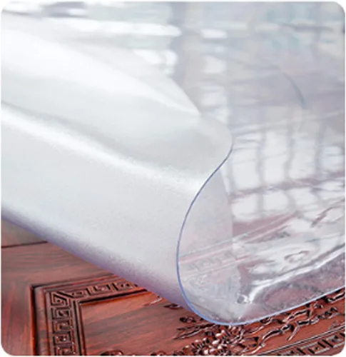 Miniatura 4 de 0.079 in PVC redondo mate transparente protector de mantel, resistente al agua, a prueba de aceite, antiescaldamiento para mesa de comedor de café
