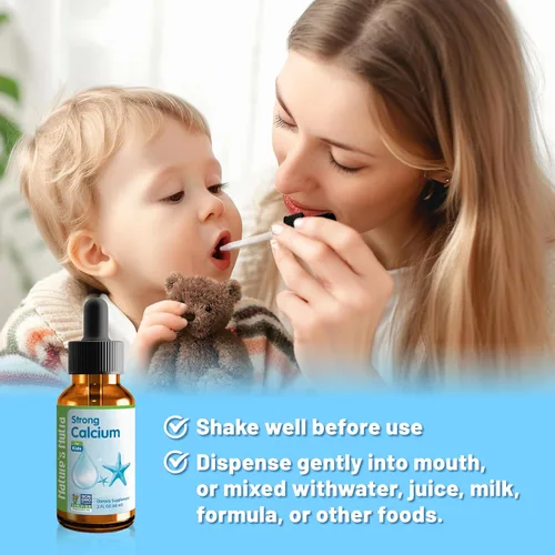 Miniatura 4 de Nature's Nutra Strong Calcium, Plus MenaQ7 K2, Calcio líquido prémium para bebés, bebés y niños, sabor natural, sin OMG, Kosher, 2 onzas líquidas