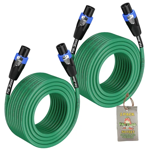 Miniatura 11 de Fat Toad Cable Speakon a Speakon de 50 pies (Serie Twist-LockPRO) – Cable verde de 12 AWG con conector para equipo de estudio, DJ y escenario