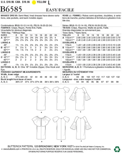 Miniatura 2 de Butterick Patterns - Patrones de costura para vestido de manga larga y corta 40 a 157in color blanco