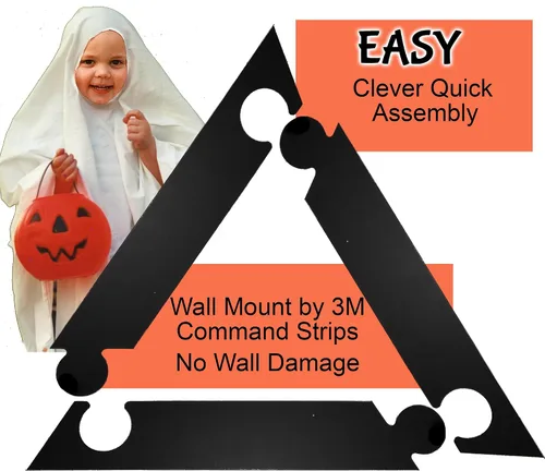 Miniatura 3 de Marco de fotos de Halloween, tablero de fotos triangular, montaje en pared de 17 x 17 pulgadas, con marcos magnéticos para exhibición de fotos