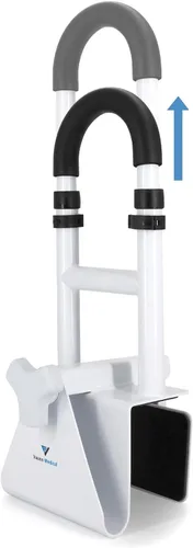 Miniatura 8 de Vaunn Soporte de seguridad ajustable para bañera, barra de agarre de ducha, manija, acero inoxidable, color blanco