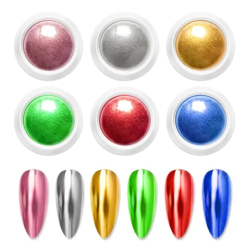 Miniatura 19 de 2 piezas de polvo de uñas cromado: polvo de uñas cromado cobre efecto espejo, espejo metálico, polvo de uñas naranja cromado para decoración