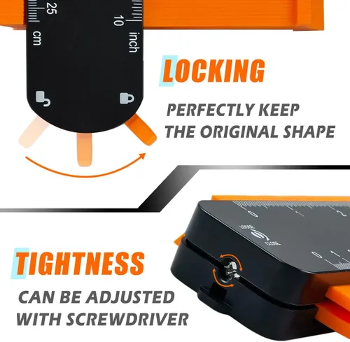 Miniatura 6 de TOOLIFE Medidor de contorno, regalos de Navidad para hombres, papá, marido, herramientas de carpintería para pisos, carpintería, rellenos
