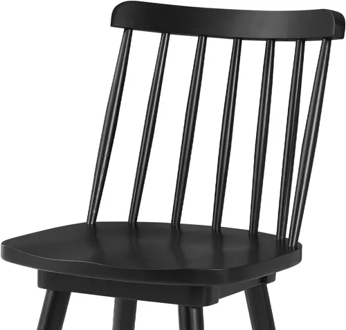 Miniatura 9 de LUE BONA Juego de 2 taburetes de bar giratorios de 360°, taburetes de bar Windsor negros, taburete de bar de altura de mostrador con respaldo