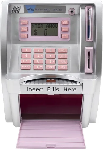 Miniatura 7 de LB Máquina de ahorro de cajeros automáticos mejorada 2025 para niños y adultos con tarjeta, cajero automático alcancía para dinero real