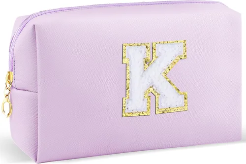 Miniatura 73 de URSKYTOUS Regalos para niñas, bolsa de maquillaje con inicial, bolsa de cosméticos personalizada con cremallera, bonita bolsa de aseo de viaje, Azul