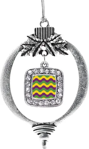 Miniatura 234 de Inspired Silver - Nana púrpura - Adorno de Navidad plateado - Adorno cuadrado para árbol de Navidad con circonita cúbica - Decoración colgante