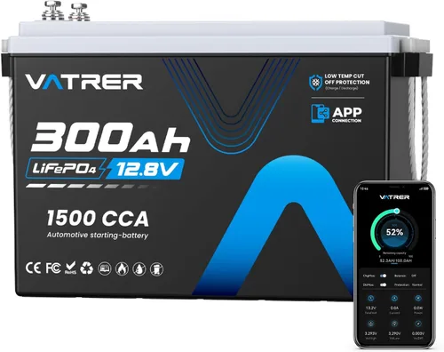Miniatura 11 de Batería de litio LiFePO4 autocalentable de 12.8 V 300 Ah con monitoreo de aplicación, BMS integrado de 200 A, batería de energía recargable de 3840
