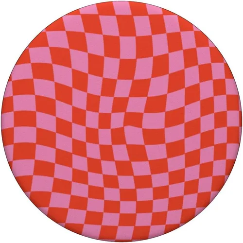 Miniatura 3 de PopSockets - Tablero de ajedrez clásico a cuadros ondulado, color rosa y rojo