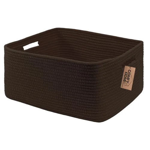 Miniatura 28 de COMFY-HOMI Cesta tejida de cuerda de algodón con asas para estantes, juguetes, libros, cestas de almacenamiento de tela para organizar, organizador