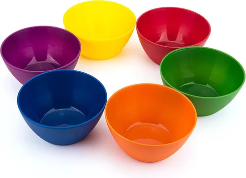 Miniatura 3 de KX-WARE Juego de 6 cuencos de plástico con tapas, irrompibles y reutilizables, de 6 pulgadas, para cereales, sopas y ensaladas, multicolor, aptos