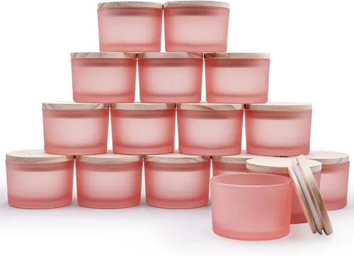 Miniatura 34 de SHOWIN Tarros gruesos para hacer velas, 16 unidades, tarros vacíos de 7 onzas con tapas de madera para hacer velas, contenedor de muestra