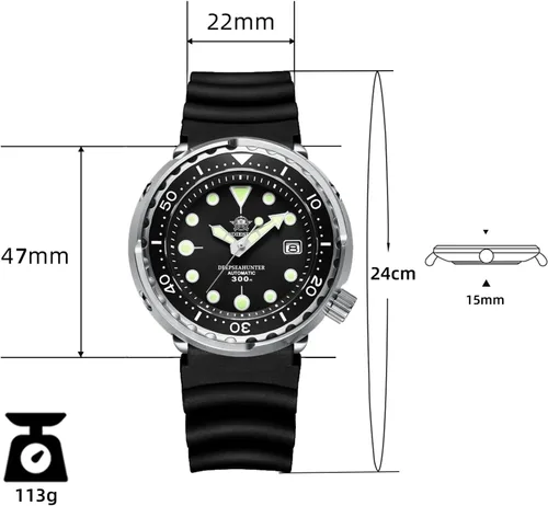 Miniatura 6 de ADDIESDIVE Diver Watches for Men, 47.5MM Automatic Wristwatch Nh35 Waterproof 300M Luminescent Chromalight Dial, My-H5