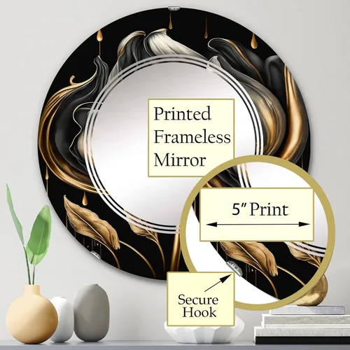 Miniatura 3 de DesignQ Espejo de pared floral y botánico, espejo tradicional ovalado, espejo de baño redondo negro, espejo de tocador de tulipán tulipán en negro