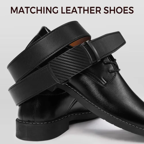 Miniatura 5 de Zitahli Cinturón para hombre, vestido de cinturón de trinquete con cuero de primera calidad de 1 38 pulgadas, cinturón deslizante con hebilla