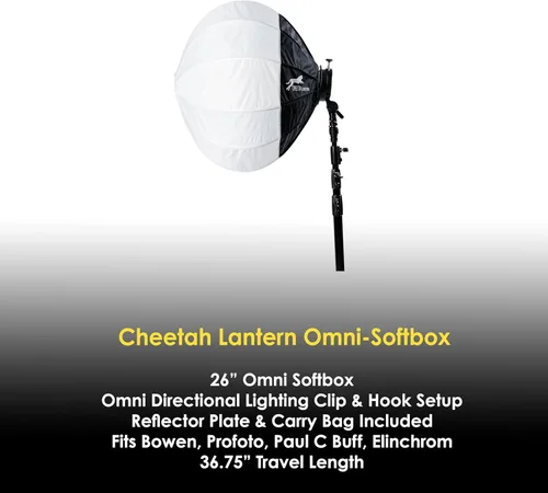 Miniatura 2 de Linterna con soporte de guepardo Omni Softbox (montaje G) con clip y gancho estilo caja de luz - Compatible con Bowens, Profoto, Alienbees, Glow
