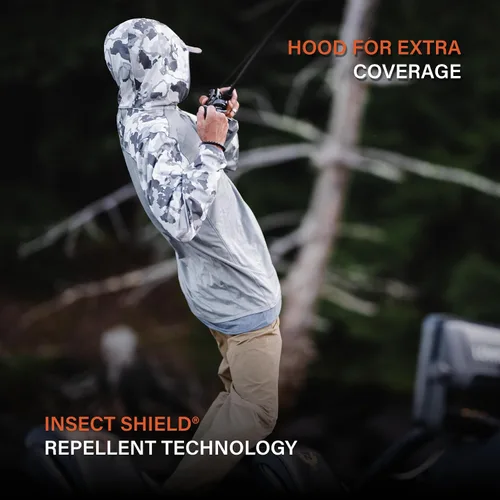 Miniatura 3 de Simms Bugstopper Solarflex 50+ UPF Camisa de pesca de manga larga con capucha y protector de insectos para hombre