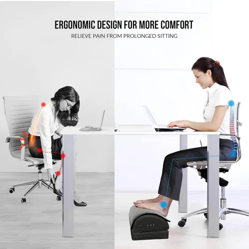 Miniatura 2 de Reposapiés con calefacción debajo del escritorio en el trabajo, reposapiés ergonómico con masaje vibratorio y altura ajustable, calentador de pies
