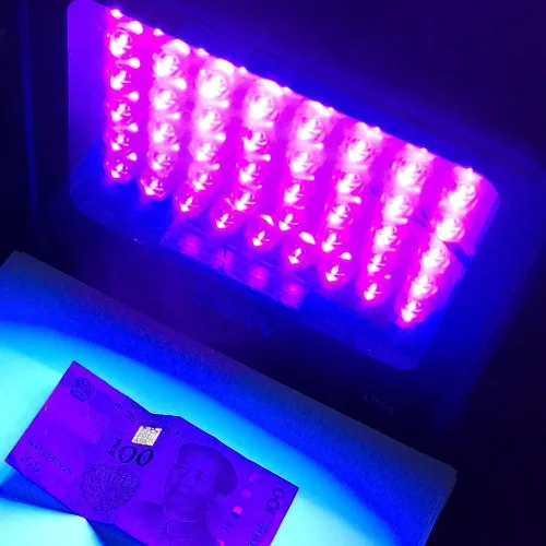 Miniatura 3 de QUANS Luz LED ultravioleta ultravioleta de 50 W para curar pegamento, luz negra, pesca, acuario, brilla en la oscuridad, efectos especiales, enchufe