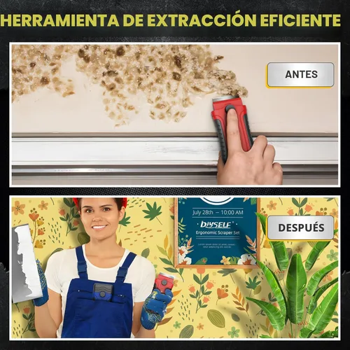 Miniatura 3 de DIYSELF 1 paquete de raspador de hoja de afeitar con 15 cuchillas adicionales, herramienta raspadora para limpiar ventanas, pintura, estufa, horno