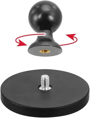 Miniatura 3 de ARKON Base magnética redonda resistente de 2.559 in de diámetro con bola de 0.984 in (1 pulgada)