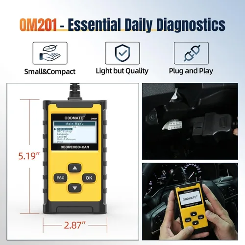 Miniatura 7 de Escáner de Coche, OM201 Lector de Código de Motor Herramienta de Diagnóstico OBDII con Impresión Inalámbrica Datos Gráficos en Vivo Prueba EVAP