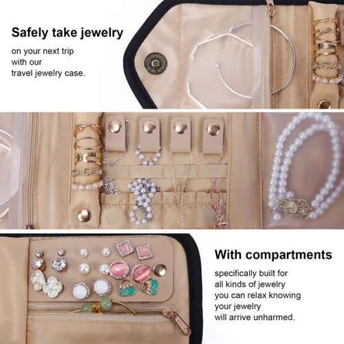 Miniatura 3 de emissary Organizador pequeño de viaje para joyas, para collares, aretes, anillos, pulseras, almacenamiento de joyas, almacenamiento de aretes