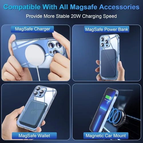 Miniatura 6 de SUCGLES Funda para iPhone 13 Pro Max con MagSafe, imán ultra fuerte N56, protección contra caídas de 12 pies, antiamarilleo, funda magnética