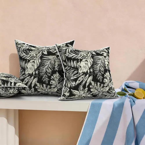 Miniatura 959 de Juego de 2 almohadas para exteriores de 16 x 16 pulgadas, repelentes al agua con interiores, para muebles de patio, hogar, jardín, geometría bohemia