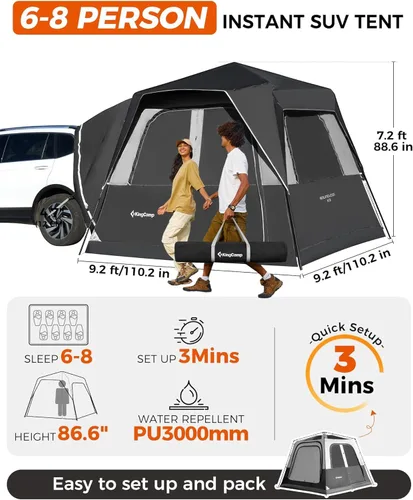 Miniatura 2 de KingCamp SUV Tent, Instant 6-8 Person Waterproof & Windproof Tailgate Car Camping Tent with Movie Screen for Family Camping & Outdoor Adventures