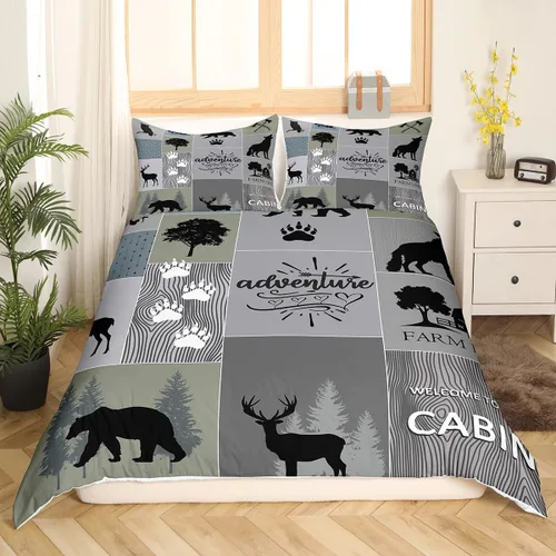 Miniatura 3 de Manfei Juego de funda de edredón de aventura, tamaño individual, funda de edredón rústica con 1 funda de almohada, juego de ropa de cama de retazos