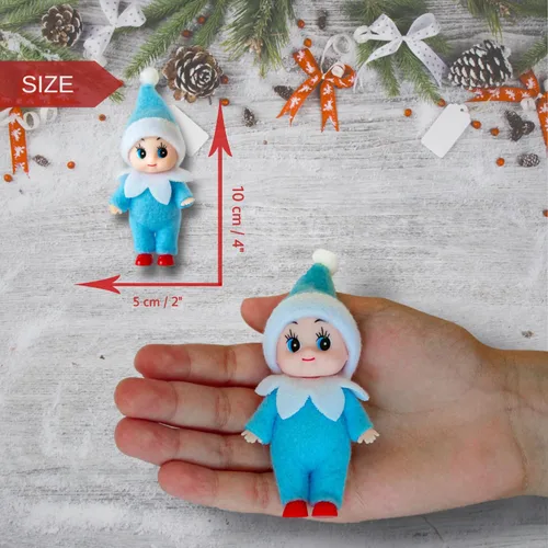 Miniatura 4 de Muñeca de elfo bebé de Navidad en mono azul