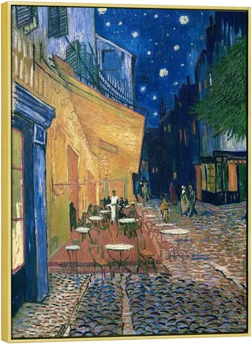 Miniatura 12 de Wieco Art V0060 reproducción al óleo del cuadro "Terraza de café por la noche", de Vincent Van Gogh. Pintura en lienzo Giclee, para decorar