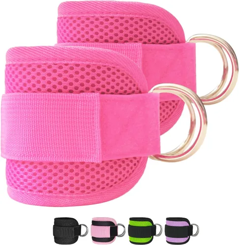 Miniatura 18 de Correas de tobillo de fitness para máquinas de cable, paquete de 2, cómodas y ajustables, puños de tobillo y muñeca acolchados, correas para piernas